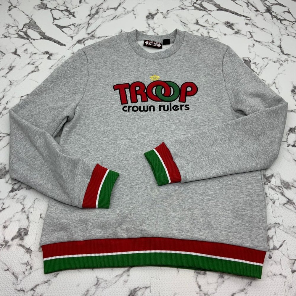 Men's Troop Grey | Red | Green Crewneck Sweater NWT